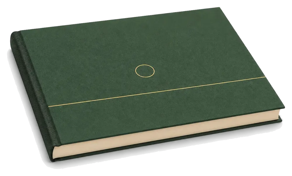 The GUP founding document — a forest-green hardcover book